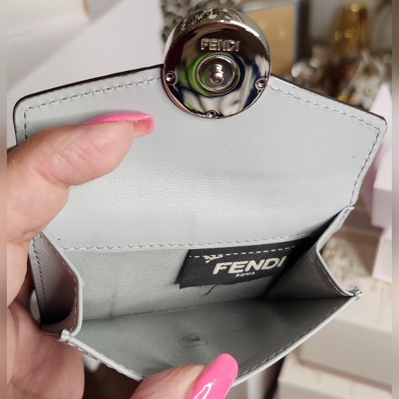 FENDI Micro Calf Leather F Logo Micro Trifold Wallet 8M0395-A0KK-189-8167 - Picture 14 of 16